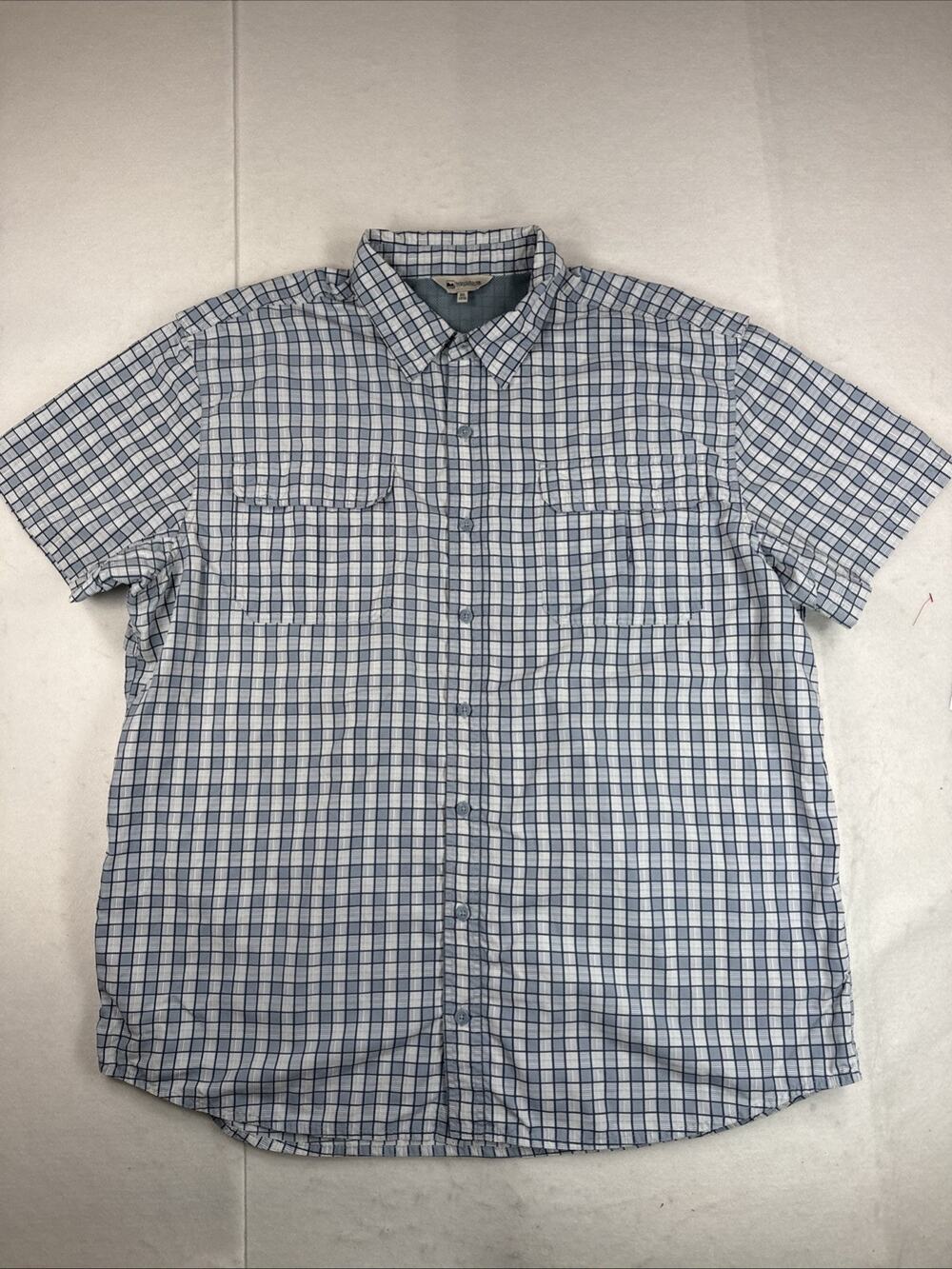 Windriver Outfitting Co 3XL Vented Fishing Short Sleeve Button Down Blue Shirt
